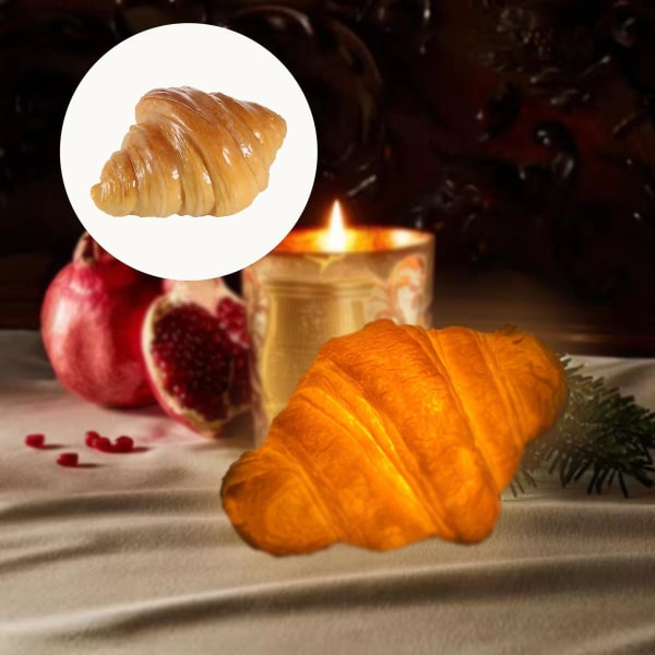 Kodinsisustus Croissant-leipälamppu Croissant-ristilaukku Tunnelmalamppu Kakkukauppa Sisustus Luova lahja Led-yövalo A
