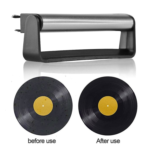 Antistatisk vinylplaterenserbørste, rensebørste for vinyl/LP-plater og høyttalere blacksilver