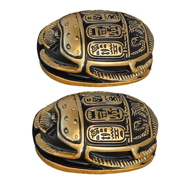 2x klassisk egyptisk amulett Scarab-dekorasjon til stue Skrivebordssmykke turistsuvenir