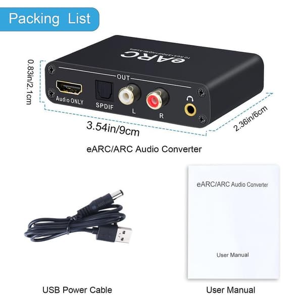EARC/ARC Lydkonverter Adapter ARC Lydretur HD 7.1 Kanal 3.5mm Jack