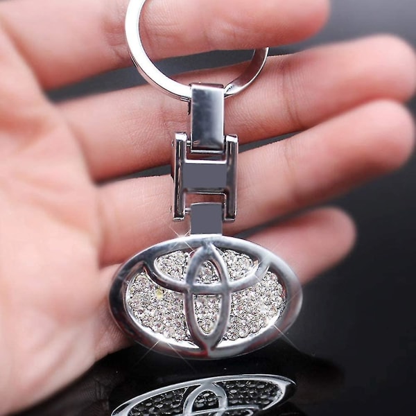 3d bilnøglering tilbehør indlæg skinnende krystal dobbeltsidet logo zink legering metal nøgle tilbehør med gaveæske (til Toyota)