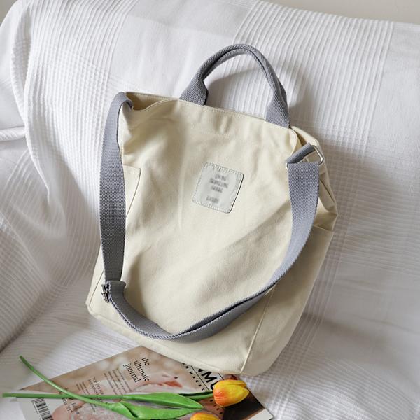 Canvas Håndtaske til Kvinder, Shoppingtaske til Fritidsaktiviteter off-white