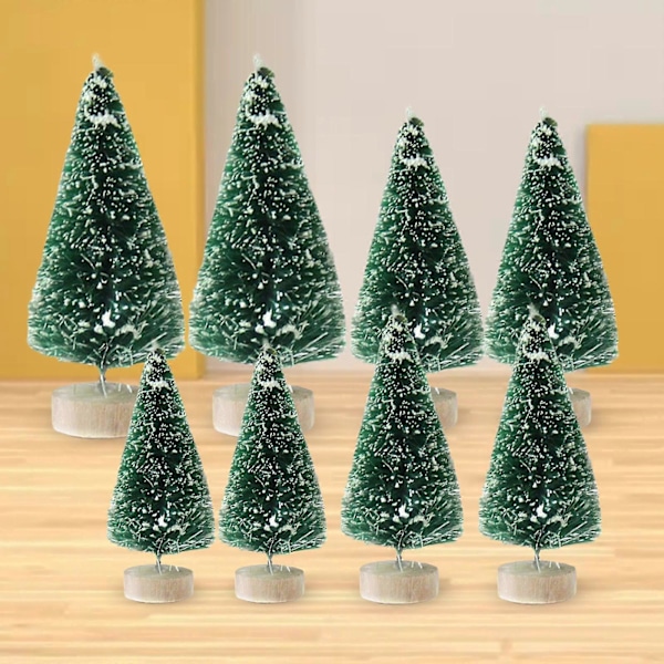 8 stk. Miniatyr Furu Trær for Skrivebord, Mini Kunstig Juletre for Julefest Dark Green