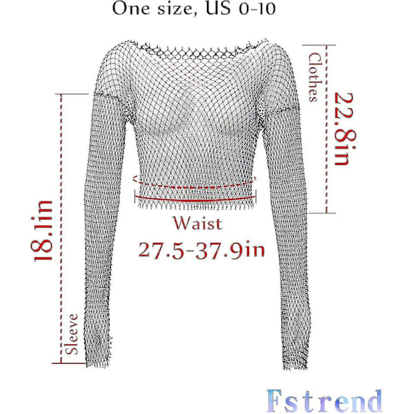Naisten Mesh-kehonketjut Strassit Pitkähihainen Kristalli Läpinäkyvä Peite Crop Topit Fishnet Bikini
