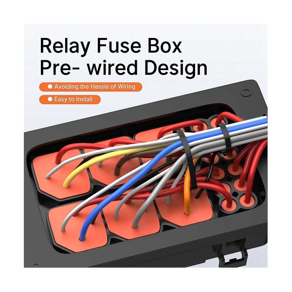 Reläbox 12V med 6 st 4-Pin Reläer och 6 st ATC/Bladsäkringar Förkopplad Reläbox med Reläkit