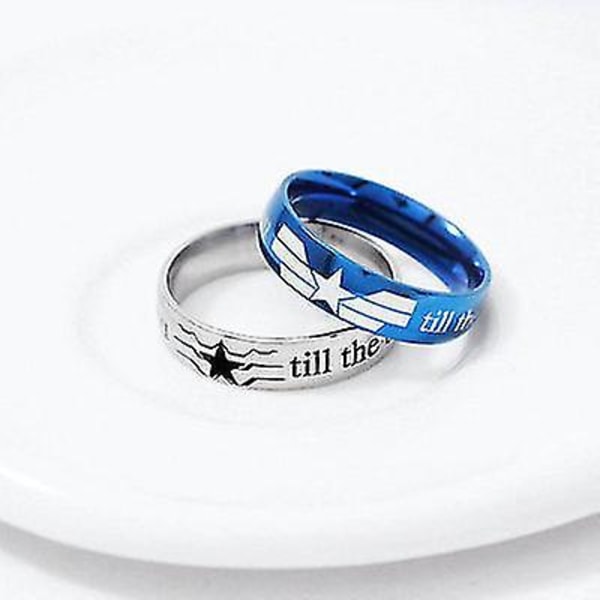 Captain America Ring Tail Ring - Matchende ringer for menn og kvinner - Helteringer - Film- og TV-tilbehør Silver 9