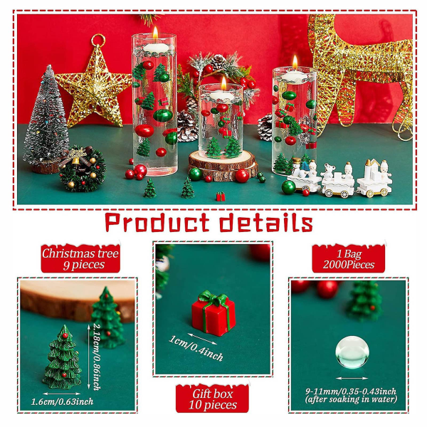 Jul Heminredning Jul Vas Filler Pärlor Flytande pärlor Vatten Gel Pärlor För Vas Filler Bord Mittpunkter Jul Hem Party Dekoration
