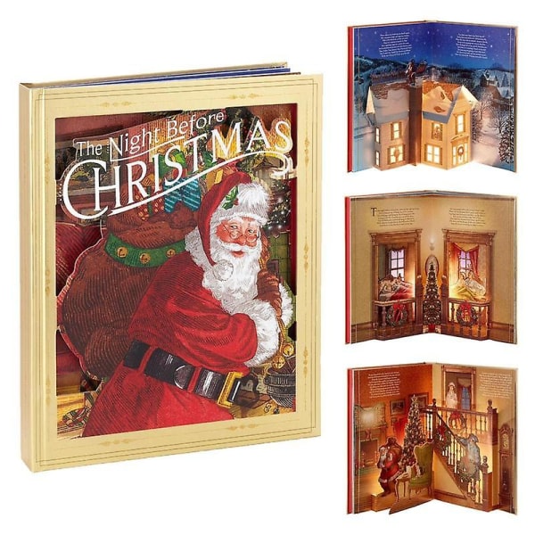 The Night Before Christmas Pop-up-bok med lys og lyd Utsøkte klassiske attraktive historier Nyttårsgaver