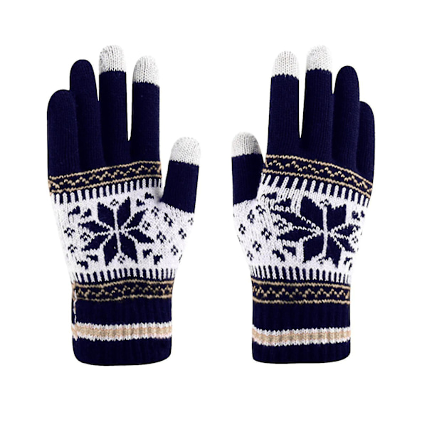 Dam Jul Lager Snöflinga Plus Tjocka Varma Handskar Stickade Handskar Vantar