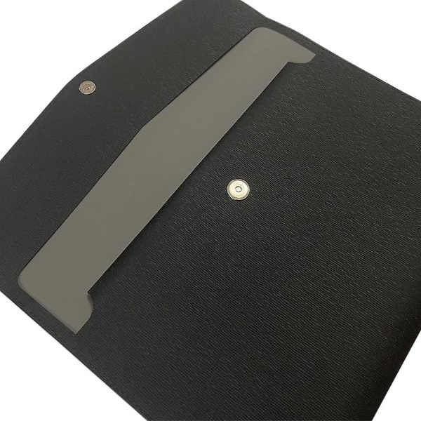 1 stk læder A4-mappe, vandtæt kuvertkuvert-mappeboks bæltespænde (sort)
