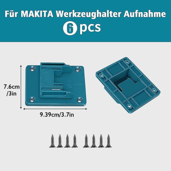 Seinäkiinnitettävä työkaluteline Makita/Dewalt Miwatch - 6 kpl 14-18 V sähkötyökalujen poraustyökalujen pidike konepidike työpajan säilytys