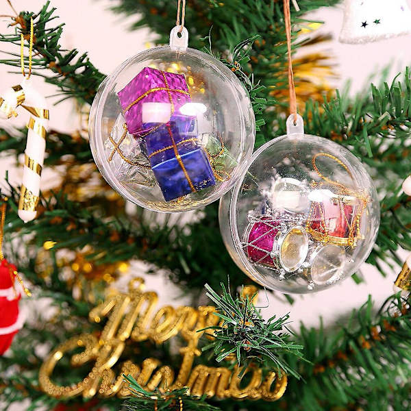 Jul 2023 Udsalg og Clearance 5 stk. Klare Plastikkugler Julekugler Kugle Fyldbar Træ Ornament