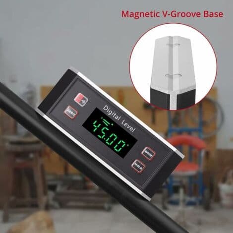 Inklinometer, IP54 vandtæt vinkelsensor, digitalt vaterpas med magnetisk V-rille base / 4 × 90°