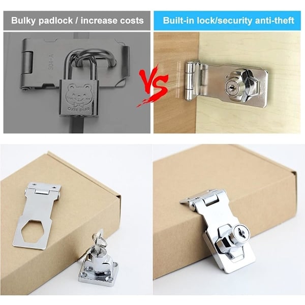Liten Hasp och Stift Metall Lås Hasp Dörrspänne Säkerhetsdörr