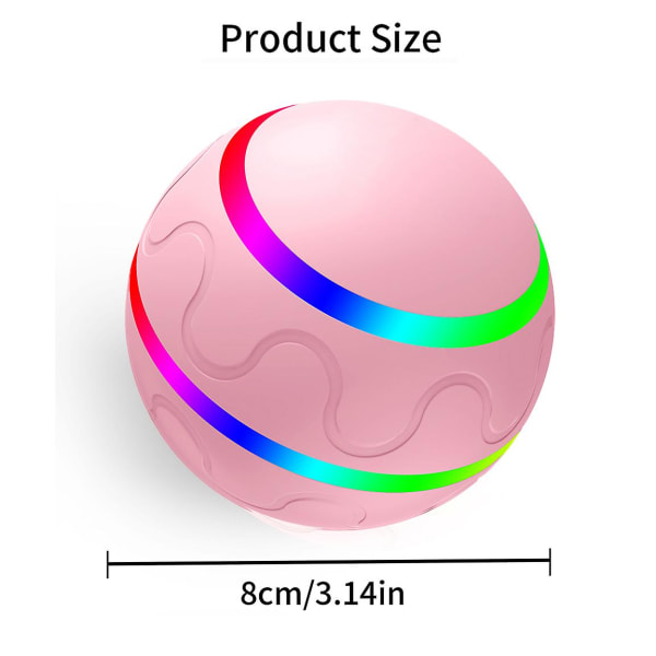 Smart Ball For Kjæledyr, Interaktiv Puppy Pet Ball med fjernkontroll og LED-lys, Oppladbar Smart Wicked Busy Ball for Hunder Katter Pink