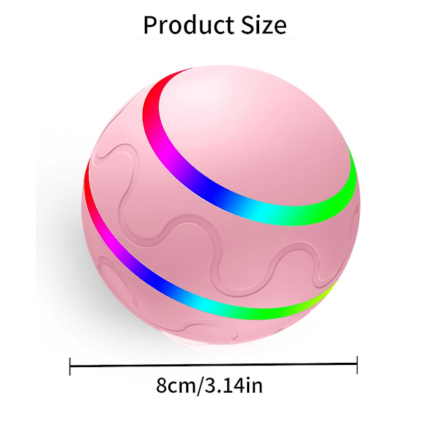 Smart Ball for Kjæledyr, Interaktiv Valpeball med Fjernkontroll og LED-lys, Oppladbar Smart Wicked Busy Ball for Hunder og Katter Pink