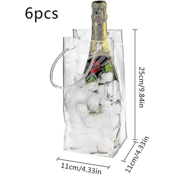 6-pakning Champagne øl rødvin flaske isolert vanntett bærbar gjennomsiktig PVC kjølebag med bærehåndtak for utendørsfest