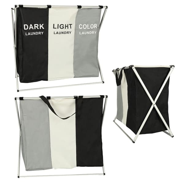 Foldable Laundry Basket with 3 Compartments – 135 Liters