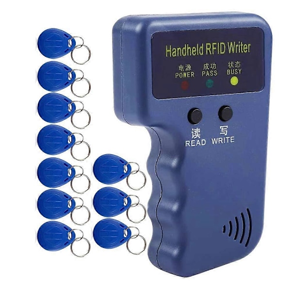 Handhållen 125KHz RFID Läsare Skrivare Duplicator Kopierare, Uppgraderad ID-kort Klonare Programmerare, med 10st