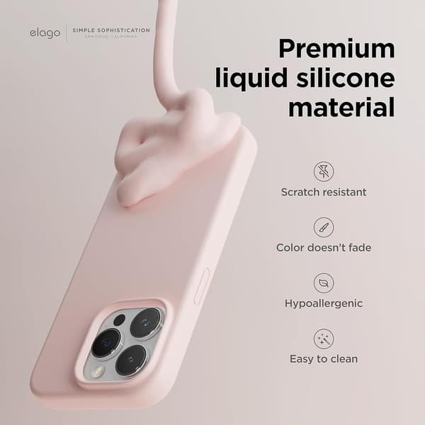 Liquid Silicone Case Compatible with iPhone 15 Pro, Premium Silicone, Full Protective Cover - Lovely Pink