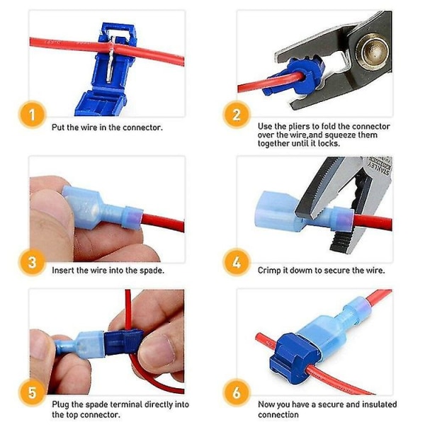 120 T-ledningskonnektorer, selvafisolerende hurtigsplejsningsklemmer til elektriske ledninger, med opbevaringsboks