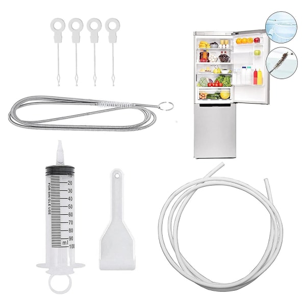 Set för kylskåp, Set för dräneringshål, Rengöringsborste för kylskåp, flexibel rörrengöring med