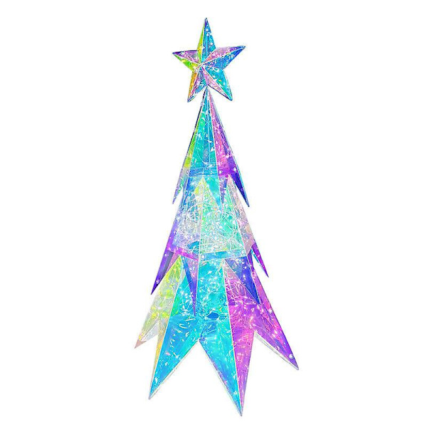 LED Holografisk Iridescent Ljusbjörn med Rött Hjärta med Klar Presentförpackning Jul
