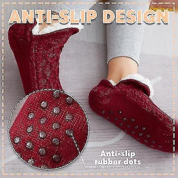 Sock Cover Fleece Ickened Gulv Sokker Voksen Dame Hjem Sokker Red 40-42