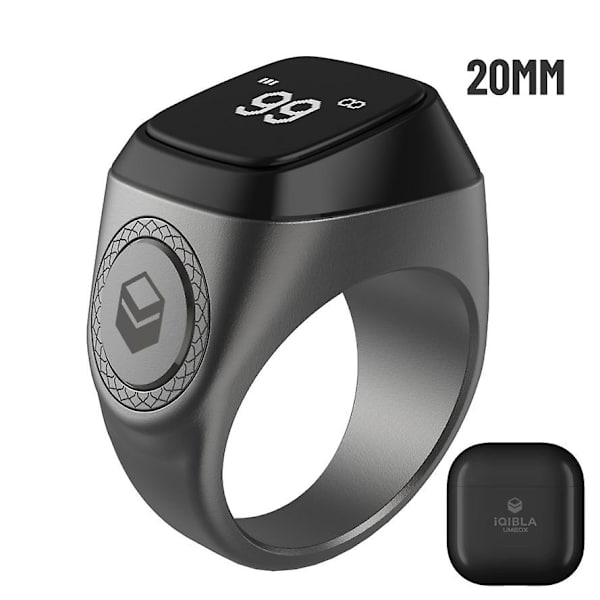 Vattentät Iqibla Zikr 1 Tasbih Smart Ring För Muslimer Räknare Tally Tasbeeh Black 20MM