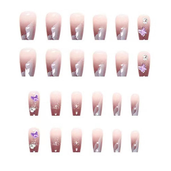 Tryk på negle Firkantet, søde franske negle Tryk på til kvinder piger Diy negle manicure