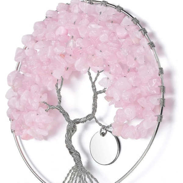 Dream Catcher Tree Of Life Hængende Dekoration Rose Quartz Healing Crystals Pink Dreamcatcher