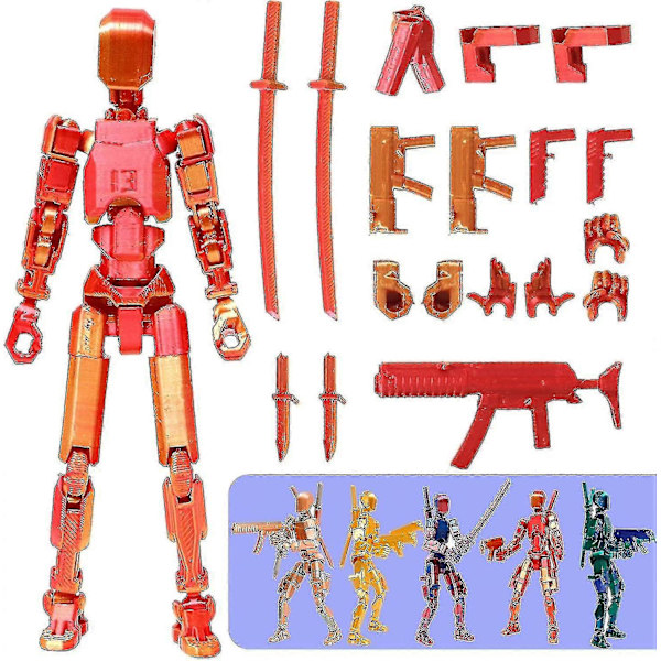 T13 Action Figure, Titan 13 Action Figure 3d Titanien Figuuri, 3d Tulostettu Action Figure Nova 13 Action Gold red