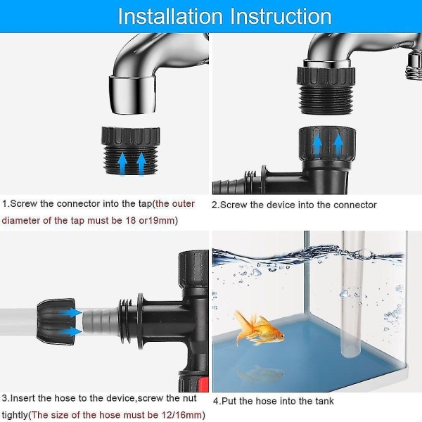 Auto Aquarium Water Changer Kit Kranadapter Vannskiftepumpe Rengjøringsverktøy Fisketankrens