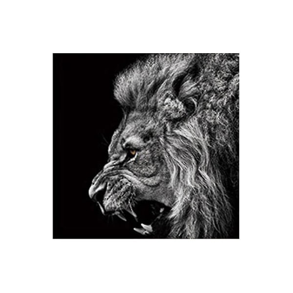 Kangasmaalaus Villieläin Leijonanpääjuliste Olohuoneen makuuhuoneen sisustukseen 50*50cm-3