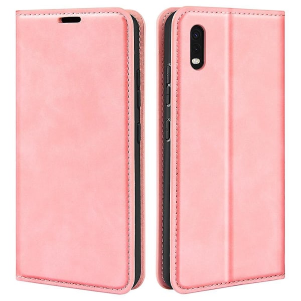 Til Samsung Galaxy Xcover Pro PU Læder TPU Etui Stativ Magnetisk Skin Touch Flip Wallet Telefon Cover Pink