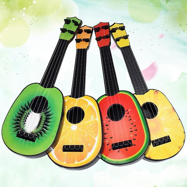 Mini Ukulele Simuleringsgitarr med Fruktmönster, Musikleksak för Barn, Utbildning
