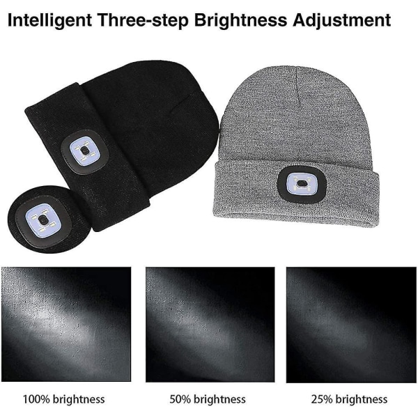 Led Beanie Hatt, USB Uppladdningsbar handsfree cap, unisex vinter
