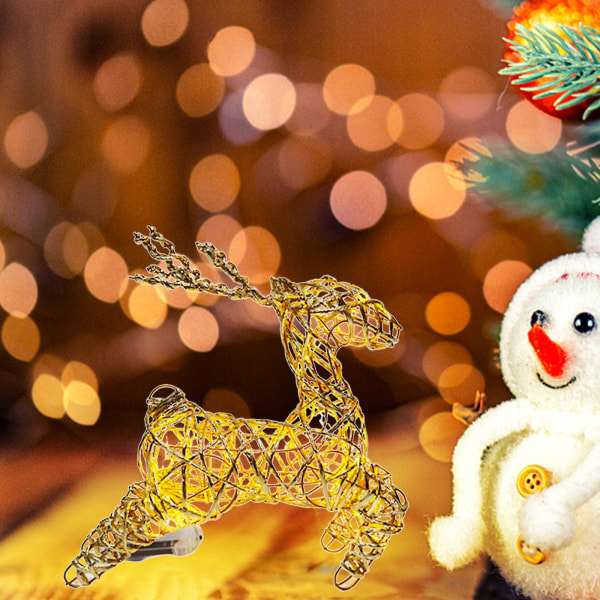 Julepynt Promo Oplyst julehjort, glitrende hjorte med stribelys til udendørs terrassedekoration, kunstig forbelyst juledekoration