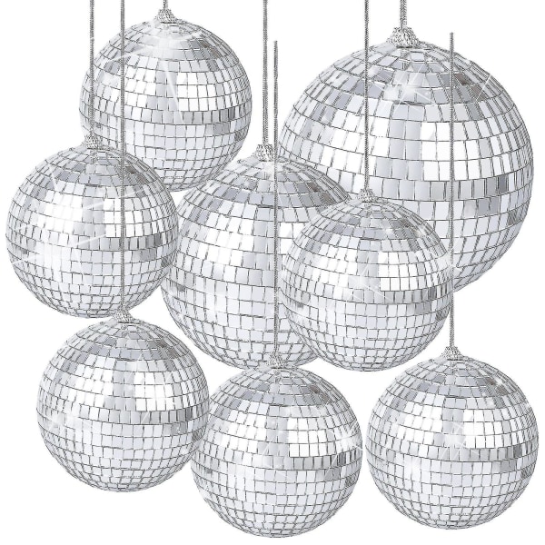 8 Styck Spegel Disco Balls Silver Hängande Disco Light Mirror Ball - Jxlgv