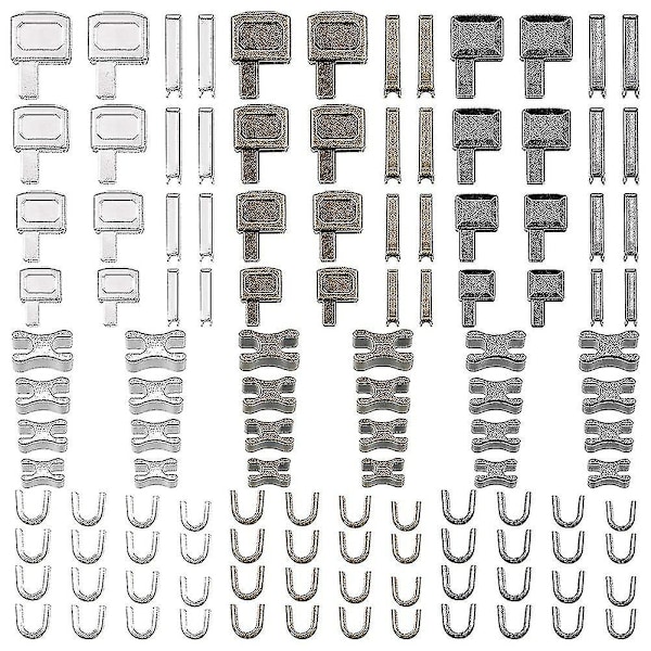 Metalldragkedja Huvudglidare - 120 stycken, 4 storlekar Hållarinsättningsstift, Dragkedja Bottenglidare