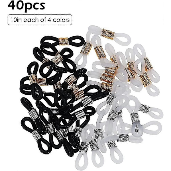 40 stk Holder Chain Brilleglassender Brillekjede Stroppsløyfeender Glassledningender Brillekjedeholder Silikon Lanyard Stropp
