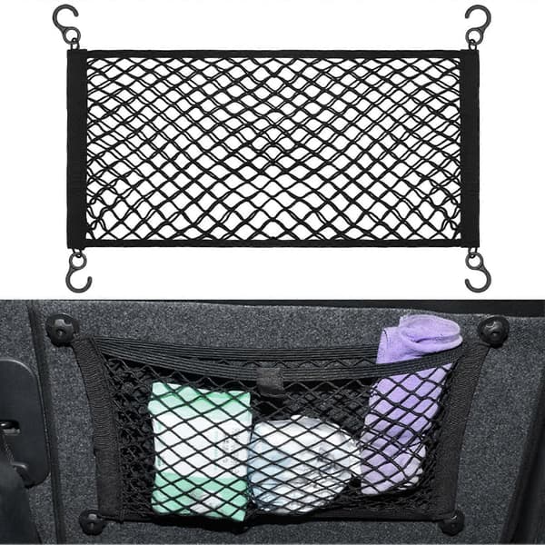 Vogn Kurv Lastnet med Krog Elastisk Sort Stor Kapacitet Universal Campingvogn Organizer Mesh Opbevaringstaske Vogn Kurv Tilbehør_xi Black