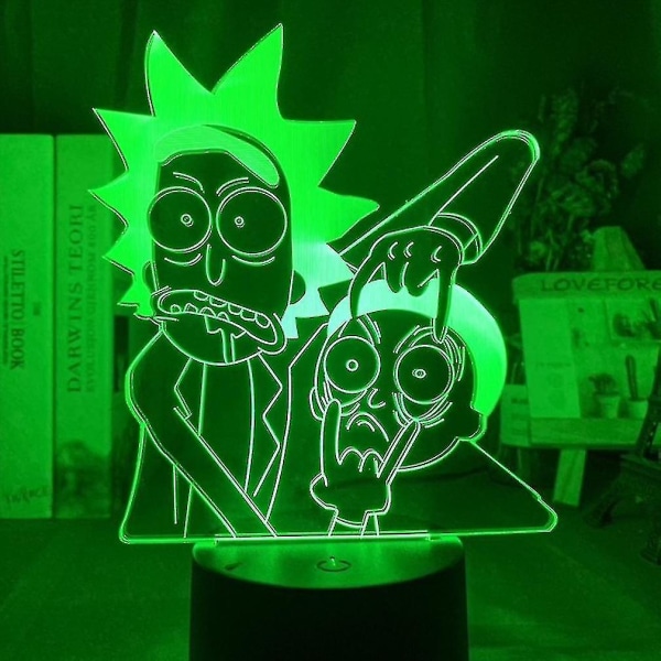 Rick And Morty 3d Led Night Light Lasten makuuhuoneen pöytälamppu