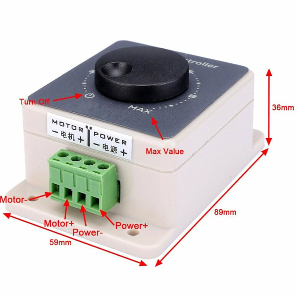 DC 12V 24V 36V 48V PWM Motorvarvtalsregulator Reversibel Strömbrytare 20A Regulator