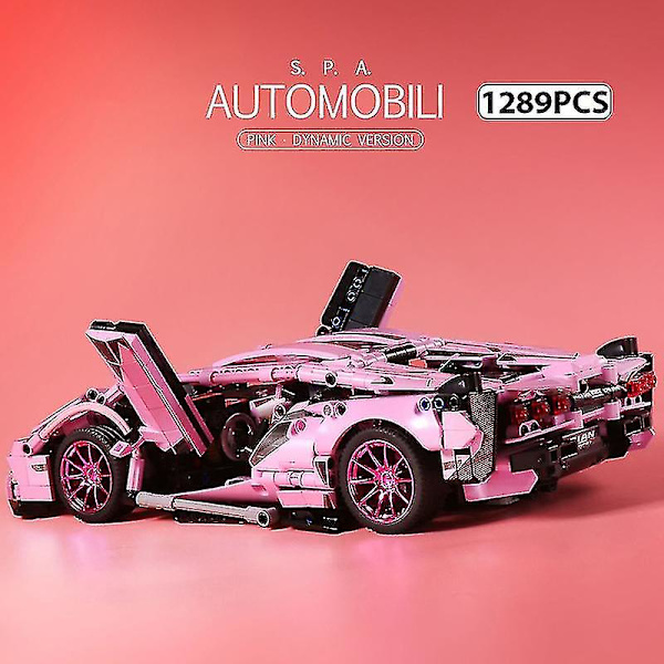1289 kpl Tekninen Pinkki Lambo Urheiluauto Rakennuspalikat Limited Edition Kilpa-ajoneuvo Kokoa Palikat Lelut Lahjat Tytöille Lapsille
