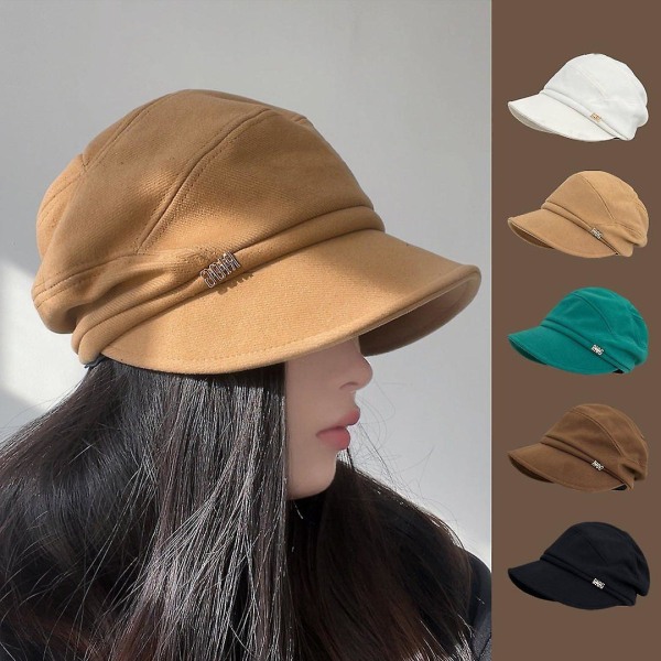 2023 New Women Newsboy Cabbie Basker Cap Plysch och Tjock Casual Hat Vinter Basker Dam Målare Kepsar Höst Fritid Hatt white