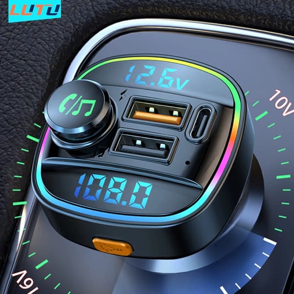 Bluetooth 5.0 FM Transmitter Håndfri Bilradio Modulator MP3-afspiller Med 22.5W USB Super Hurtig Oplader Adapter til Bil