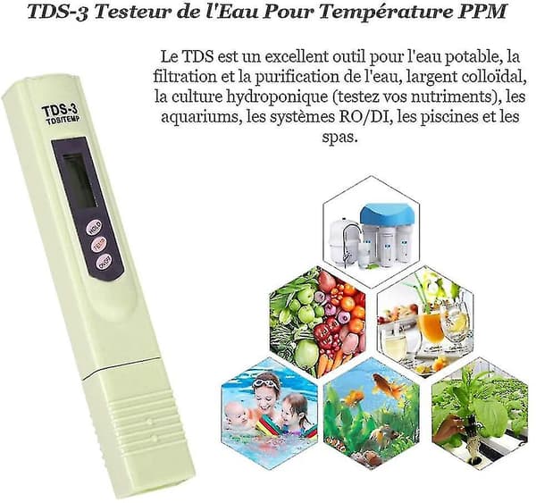 LCD TDS-3 Dricksvattenkvalitetsmätare Digital Testare Temperatur PPM Testmätare Penna Analysator