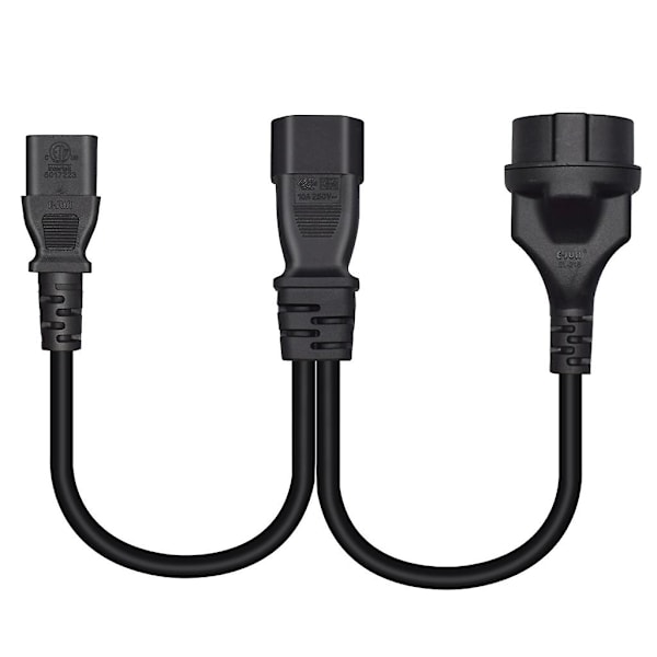Y-splitter Adapter Line Iec320 C14 stik han til C13+eu4,8 mm hun strømledning