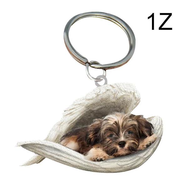 Hængende Ornament Nøglering Sød Sovende Engel Hundevinge Vedhæng Hundegaven Ca Havanese